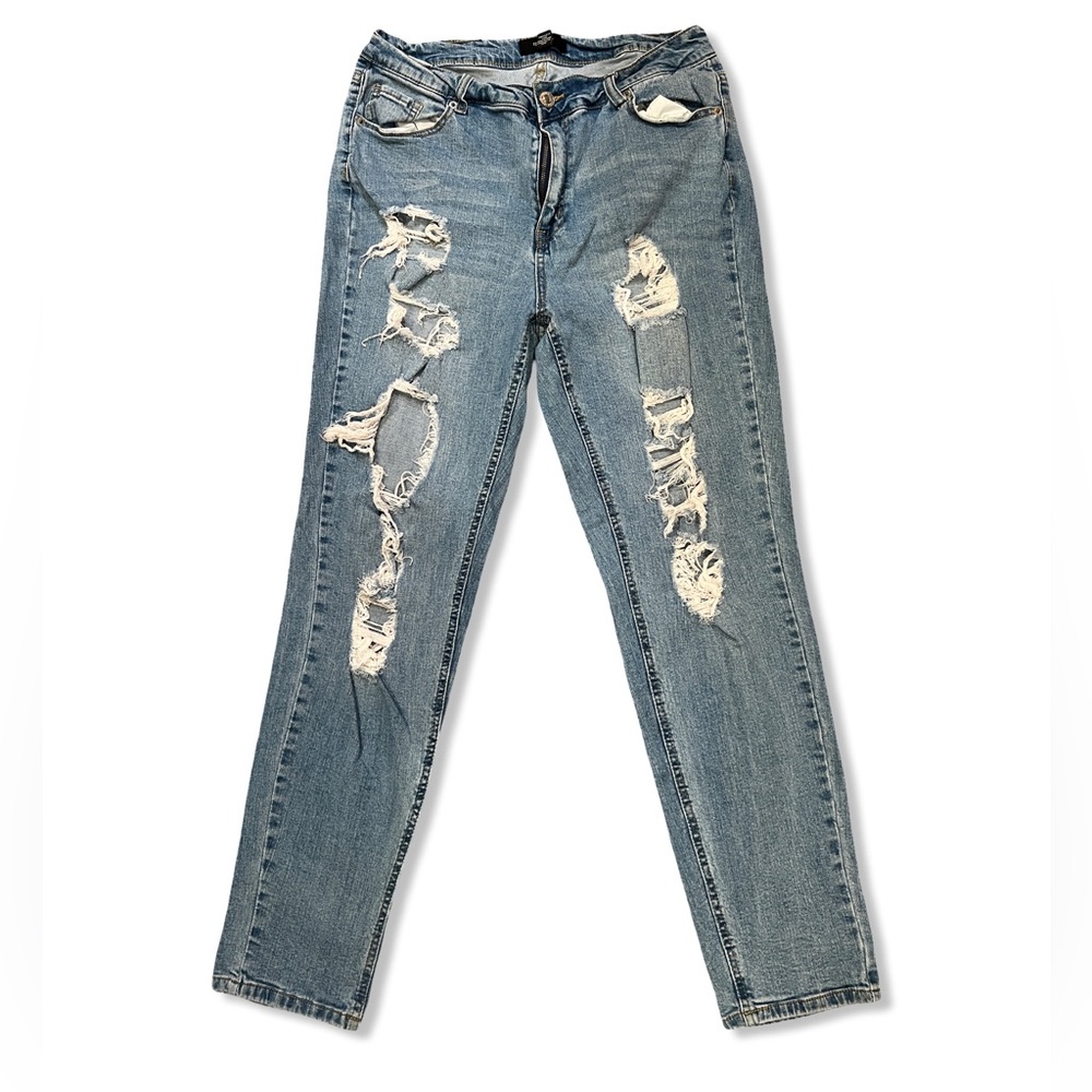 Forever 21 Distressed Ripped Blue Jeans